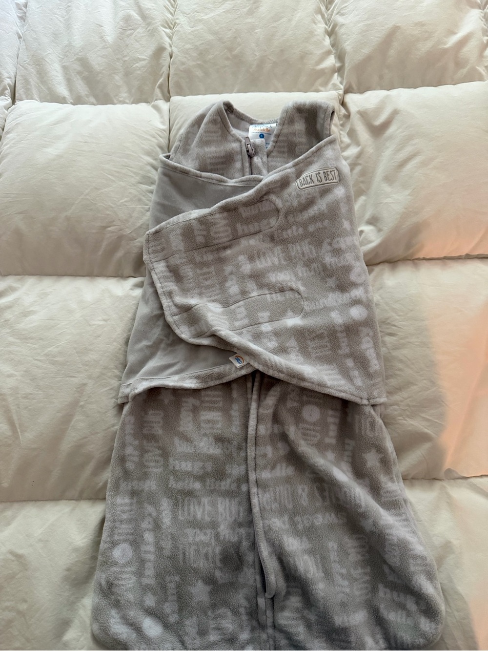 Halo Gray Plush Swaddle Sleep Sack for Babies